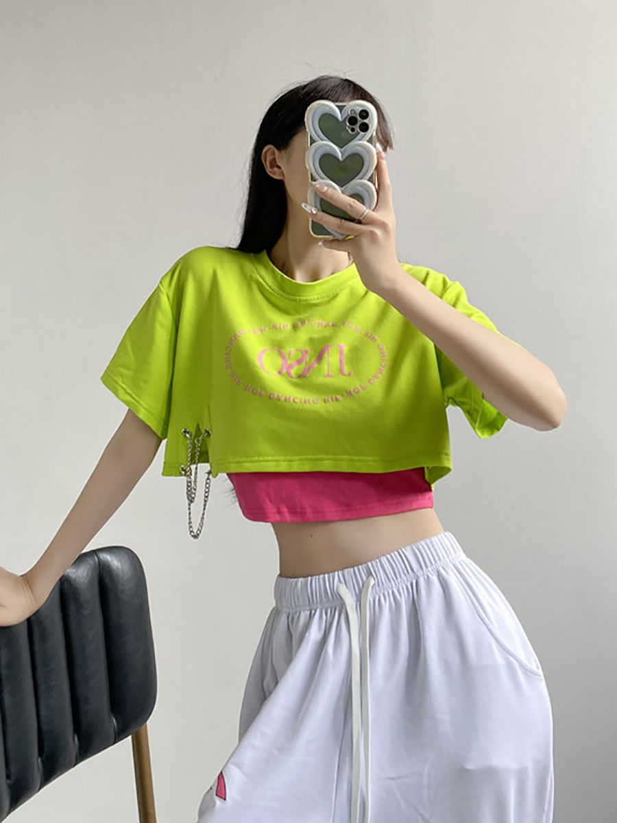 Sweet and Spicy K-Pop Jazz Dance Short Top Set for Women - American Style Korean Dance Performance Outfit for Hot Girl Groups