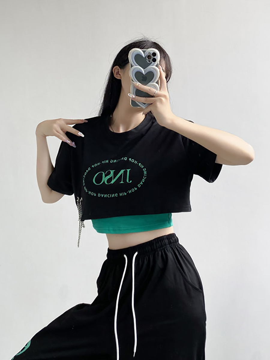 Sweet and Spicy K-Pop Jazz Dance Short Top Set for Women - American Style Korean Dance Performance Outfit for Hot Girl Groups Sweet and Spicy K-Pop Jazz Dance Short Top Set for Women - American Style Korean Dance Performance Outfit for Hot Girl Groups