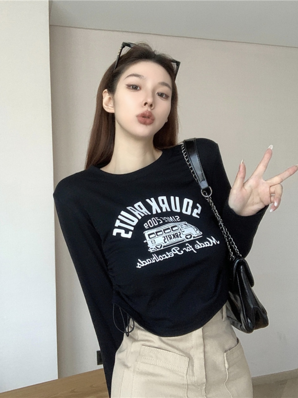 Sweet and Spicy K-Pop Jazz Dance Top for Early Autumn Music Festivals - Trendy Short Performance Outfit Sweet and Spicy K-Pop Jazz Dance Top for Early Autumn Music Festivals - Trendy Short Performance Outfit