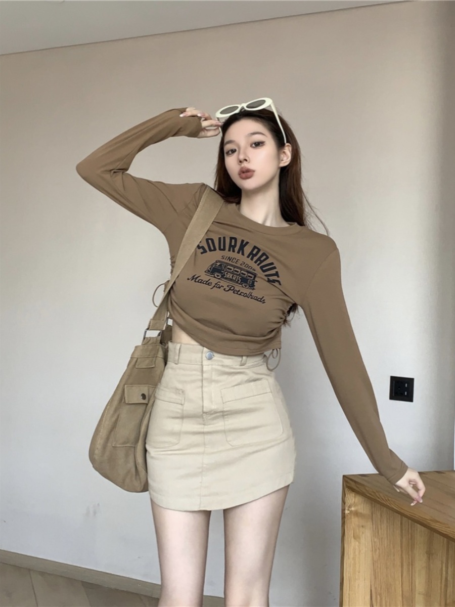 Sweet and Spicy K-Pop Jazz Dance Top for Early Autumn Music Festivals - Trendy Short Performance Outfit