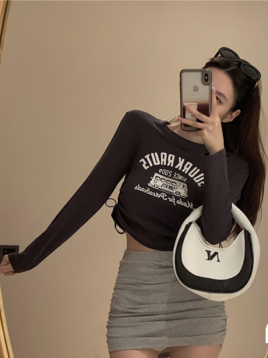 Sweet and Spicy K-Pop Jazz Dance Top for Early Autumn Music Festivals - Trendy Short Performance Outfit