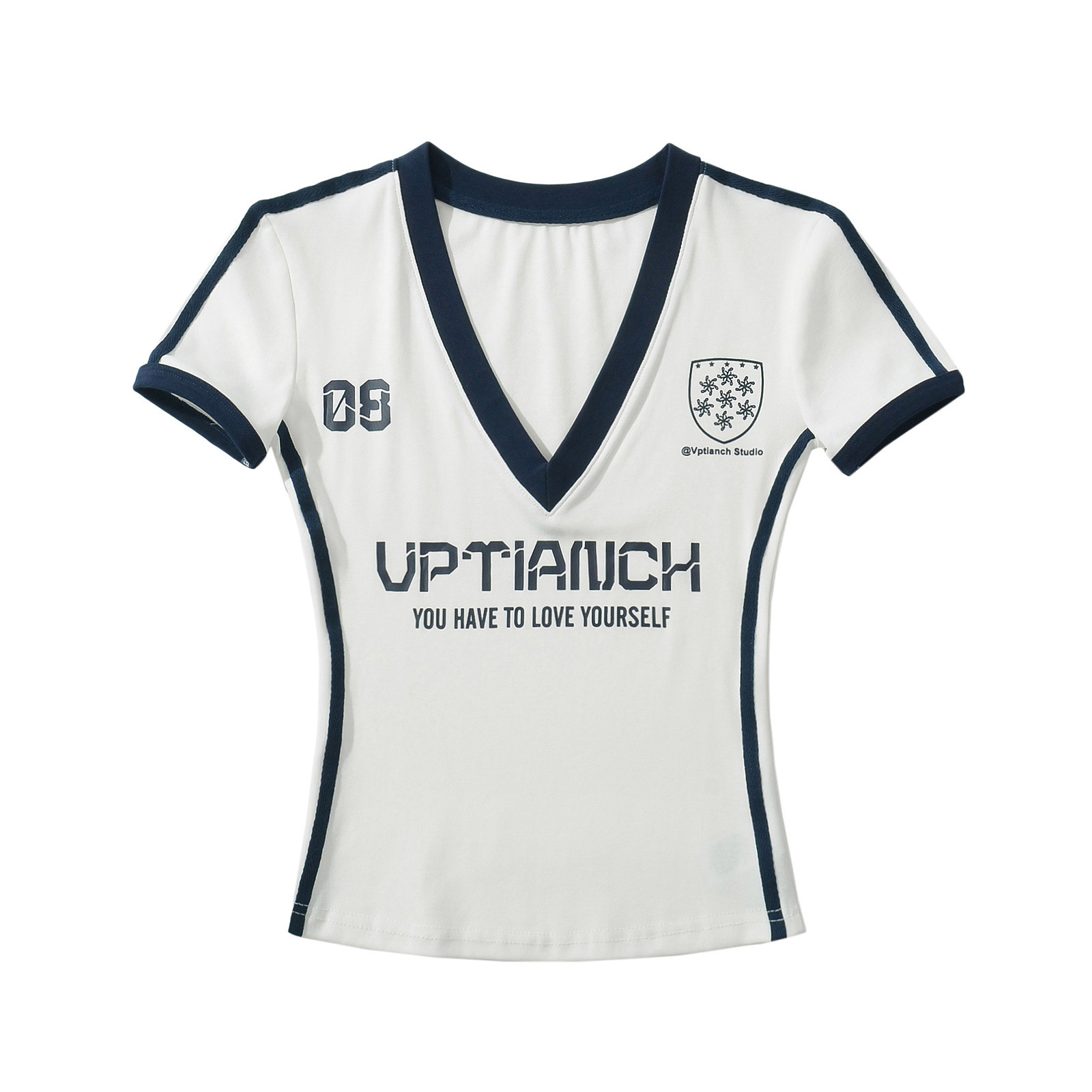 Sweet and Spicy Pink V-Neck Long Sleeve Color-Block T-Shirt for Women - Tight Fit Sports Jersey for Jazz Dance Sweet and Spicy Pink V-Neck Long Sleeve Color-Block T-Shirt for Women - Tight Fit Sports Jersey for Jazz Dance