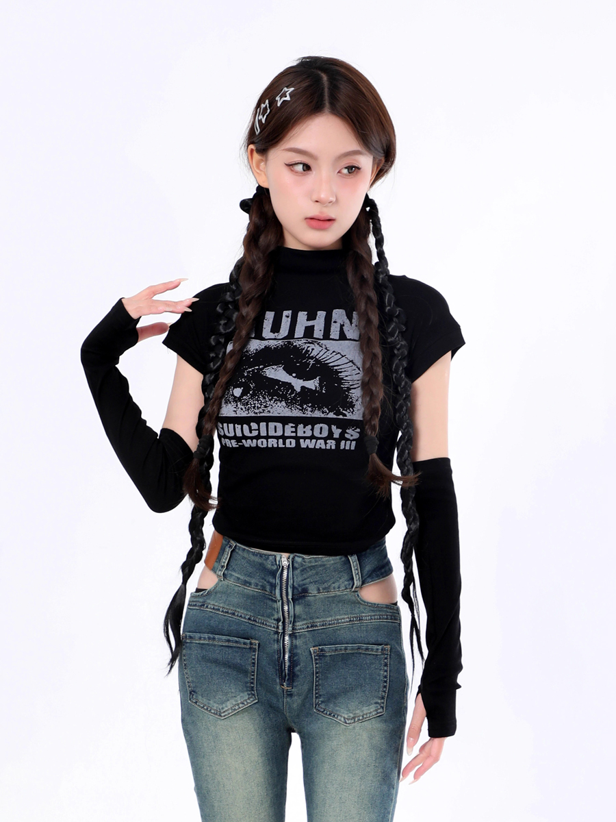 Sweet and Spicy Red Jazz Dance Top for Women - Fitted Sleeve K-pop Style Performance T-shirt Sweet and Spicy Red Jazz Dance Top for Women - Fitted Sleeve K-pop Style Performance T-shirt