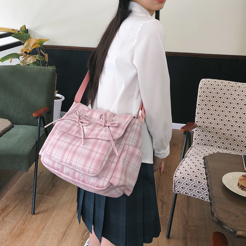 Sweet Bow Canvas Tote Bag for Women - 2025 Large Capacity Commuter Shoulder Bag, Casual Student Style