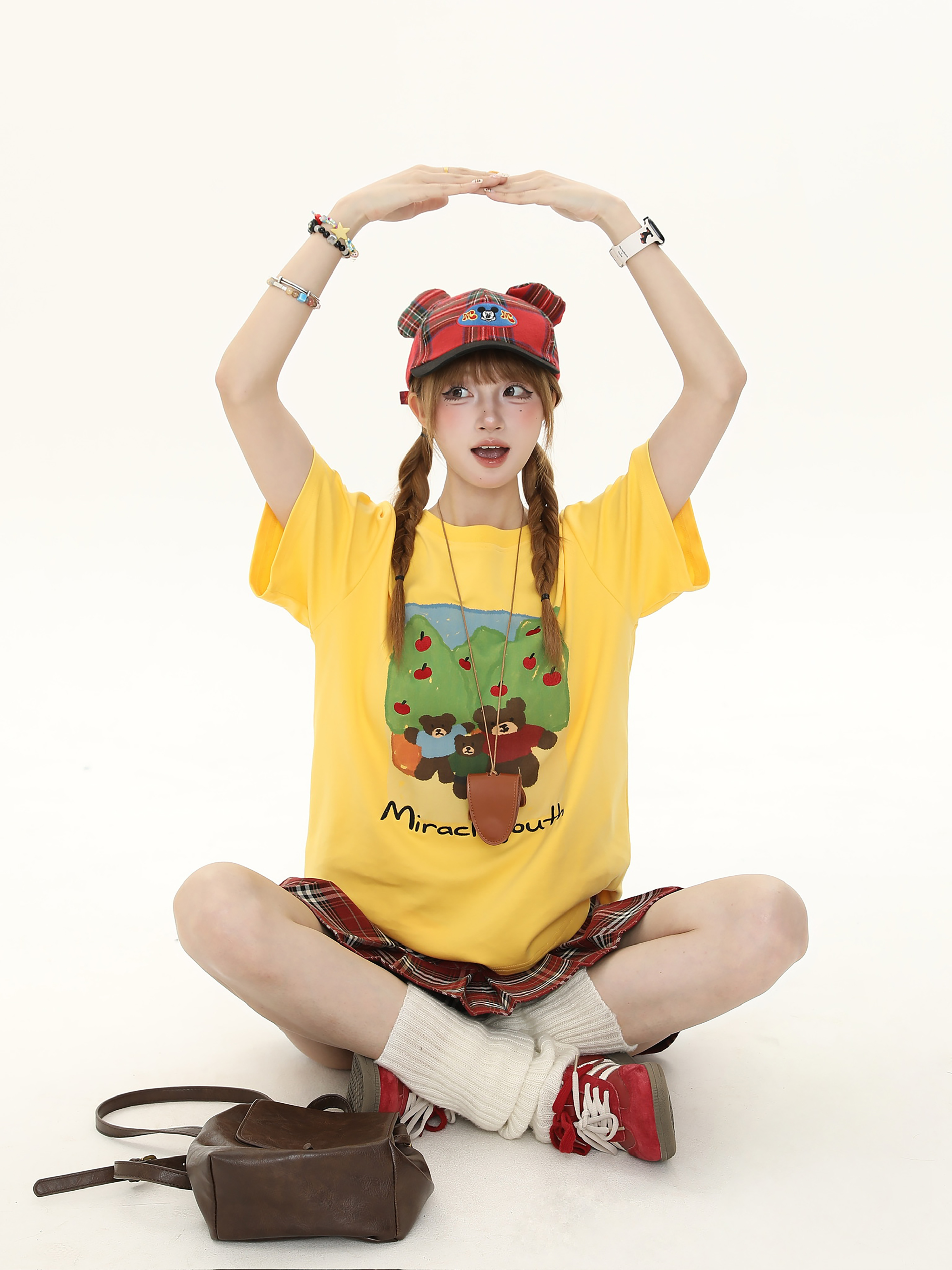 Sweet Cartoon Bear Printed Short Sleeve T-Shirt for Women - Casual Summer Loose Fit Top, Cute 90s Style Sweet Cartoon Bear Printed Short Sleeve T-Shirt for Women - Casual Summer Loose Fit Top, Cute 90s Style