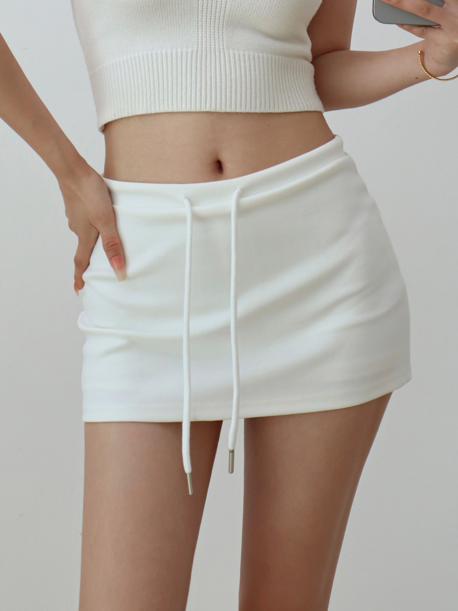 Sweet Cool Girl Drawstring A-Line Bodycon Mini Skirt - Summer Casual Versatile Fashion for Y2K and 90s Inspired Styles