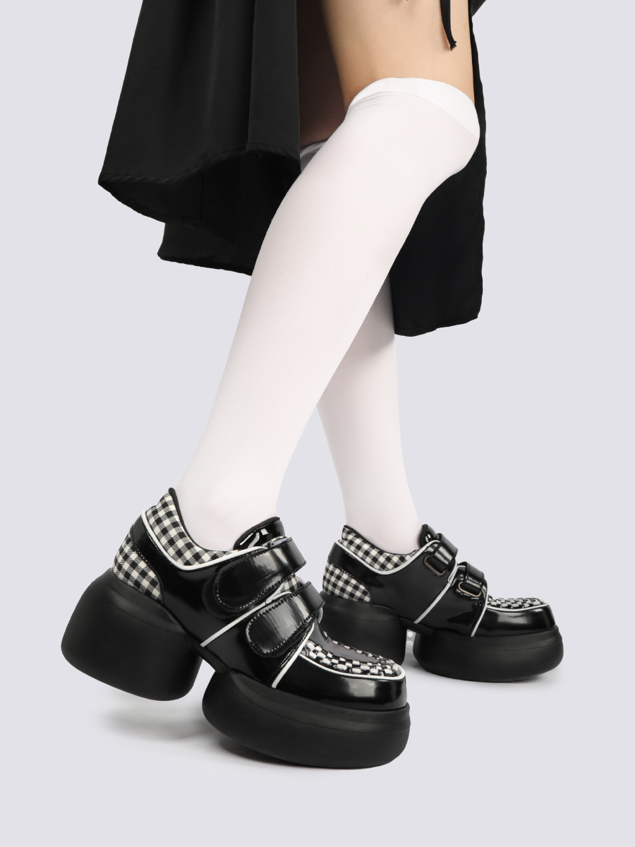 Sweet Cool Mary Jane Shoes for Women - Cute Height-Increasing Velcro Platform Leather Flats - Y2K Style