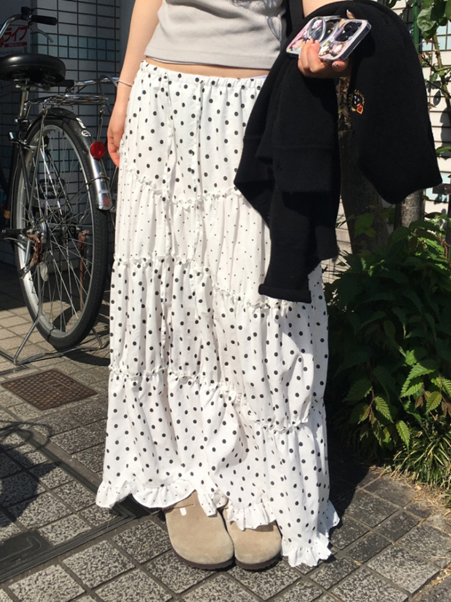 Sweet Princess Style Polka Dot A-Line Midi Skirt for Women, Fashionable Vintage-Inspired Versatile Long Skirt, Age-Reducing Fashion