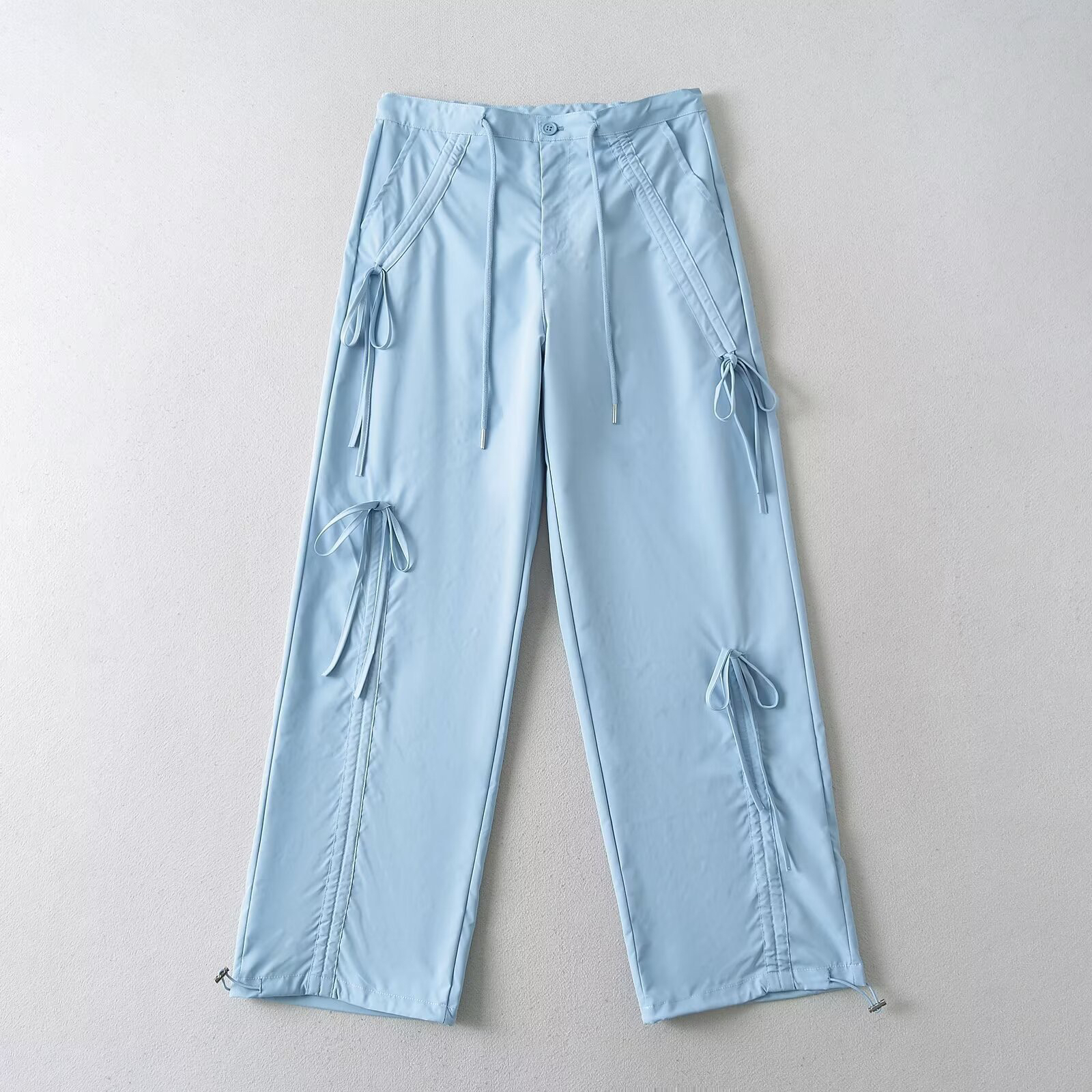 Teal Jazz Dance Set with Bow Tie, High-Neck Top & Slim-Fit Drawstring Straight Pants, Y2K Style, Perfect for Dance & Performance Teal Jazz Dance Set with Bow Tie, High-Neck Top & Slim-Fit Drawstring Straight Pants, Y2K Style, Perfect for Dance & Performance