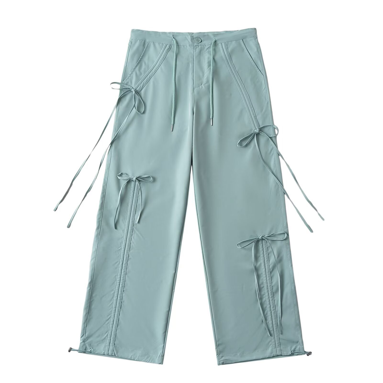 Teal Jazz Dance Set with Bow Tie, High-Neck Top & Slim-Fit Drawstring Straight Pants, Y2K Style, Perfect for Dance & Performance Teal Jazz Dance Set with Bow Tie, High-Neck Top & Slim-Fit Drawstring Straight Pants, Y2K Style, Perfect for Dance & Performance