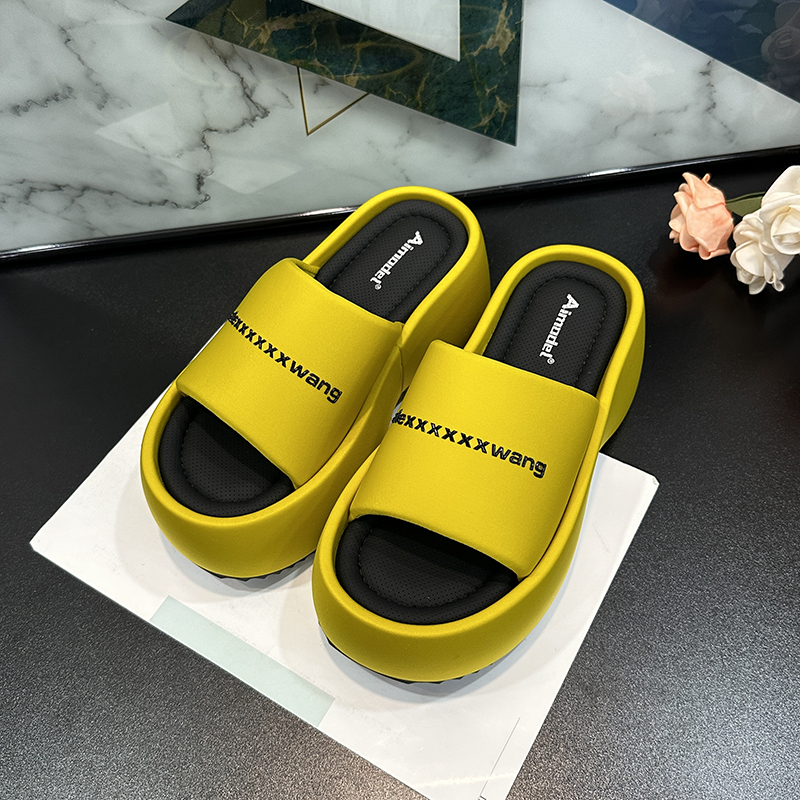 Thick-Soled Letter Slide Sandals for Women - Summer 2025 Height-Increasing Versatile Beach Flip-Flops for Petite Sizes