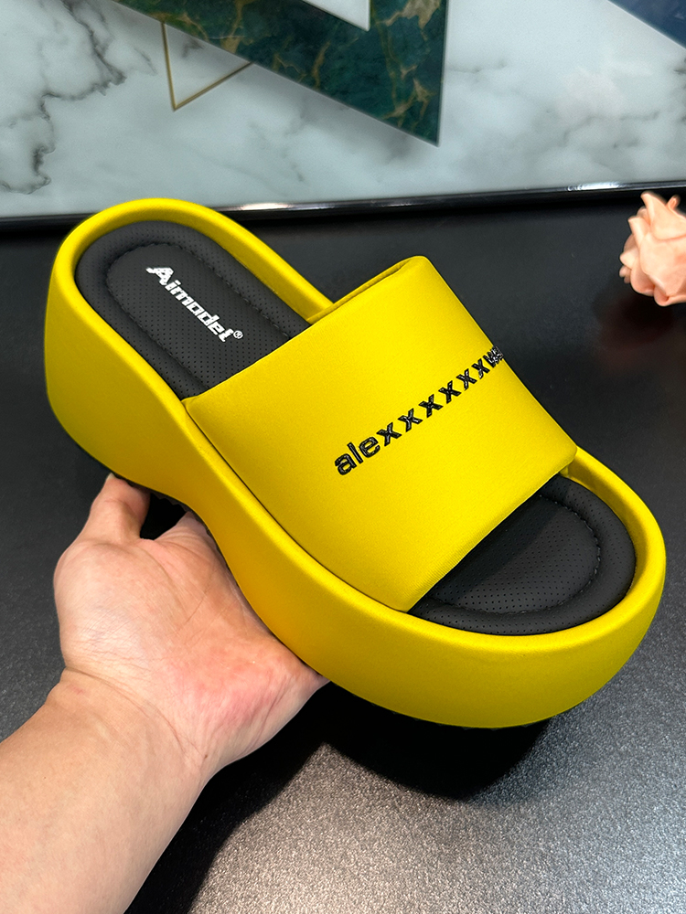 Thick-Soled Letter Slide Sandals for Women - Summer 2025 Height-Increasing Versatile Beach Flip-Flops for Petite Sizes