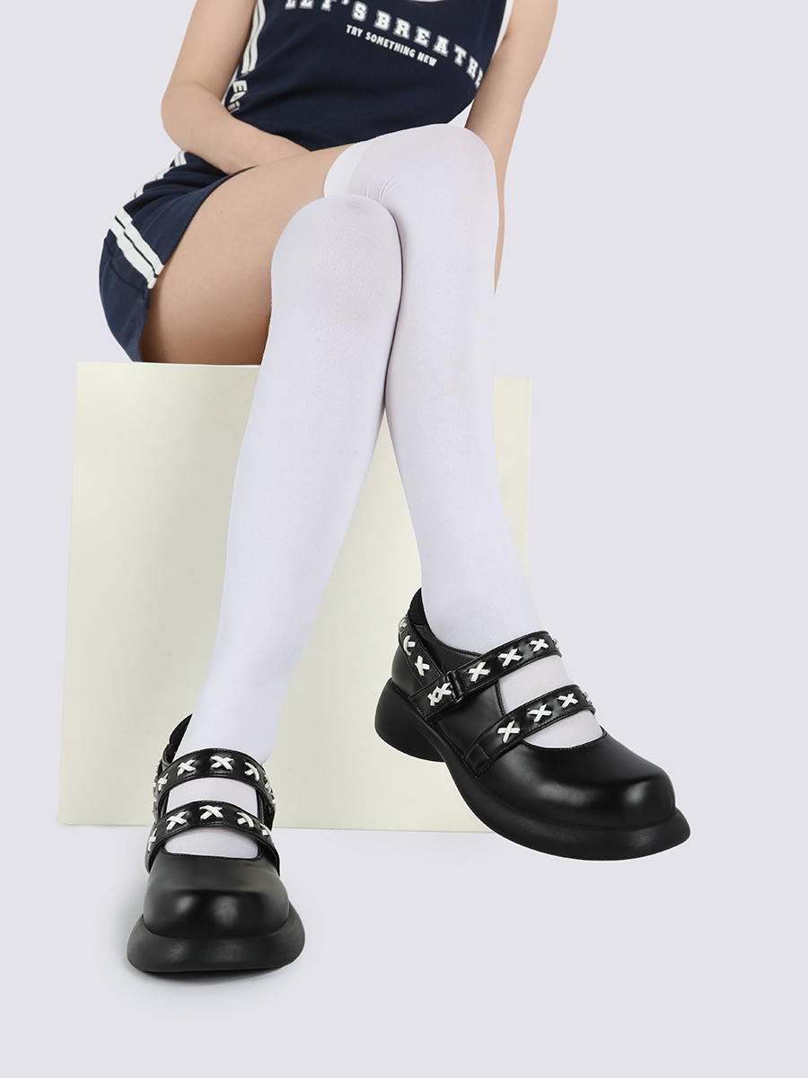 Thick-Soled Round-Toe Velcro Women's Flats - Sweet College Style for Spring/Summer 2025, Trendy Niche Design