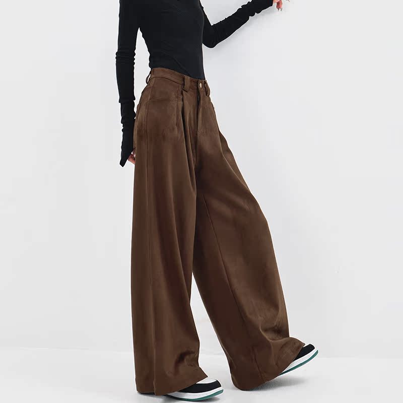 Thick Wide-Leg Casual Pants for Women, Loose Slimming Floor-Length Trousers, Autumn/Winter Fashion, Y2K Style Thick Wide-Leg Casual Pants for Women, Loose Slimming Floor-Length Trousers, Autumn/Winter Fashion, Y2K Style