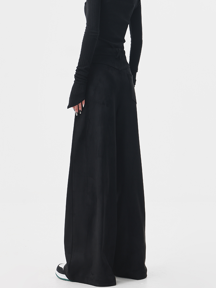 Thick Wide-Leg Casual Pants for Women, Loose Slimming Floor-Length Trousers, Autumn/Winter Fashion, Y2K Style Thick Wide-Leg Casual Pants for Women, Loose Slimming Floor-Length Trousers, Autumn/Winter Fashion, Y2K Style