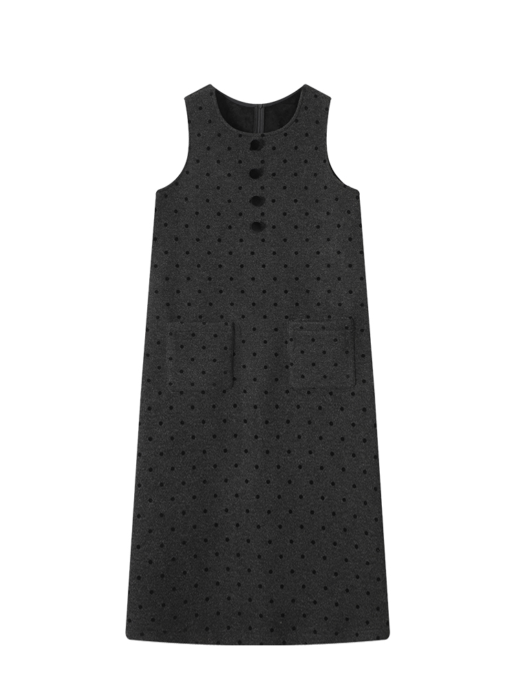 Thickened Black Polka Dot Suspender Dress for Women - Korean Style Long Loose Dress for Autumn & Winter Fashion Thickened Black Polka Dot Suspender Dress for Women - Korean Style Long Loose Dress for Autumn & Winter Fashion