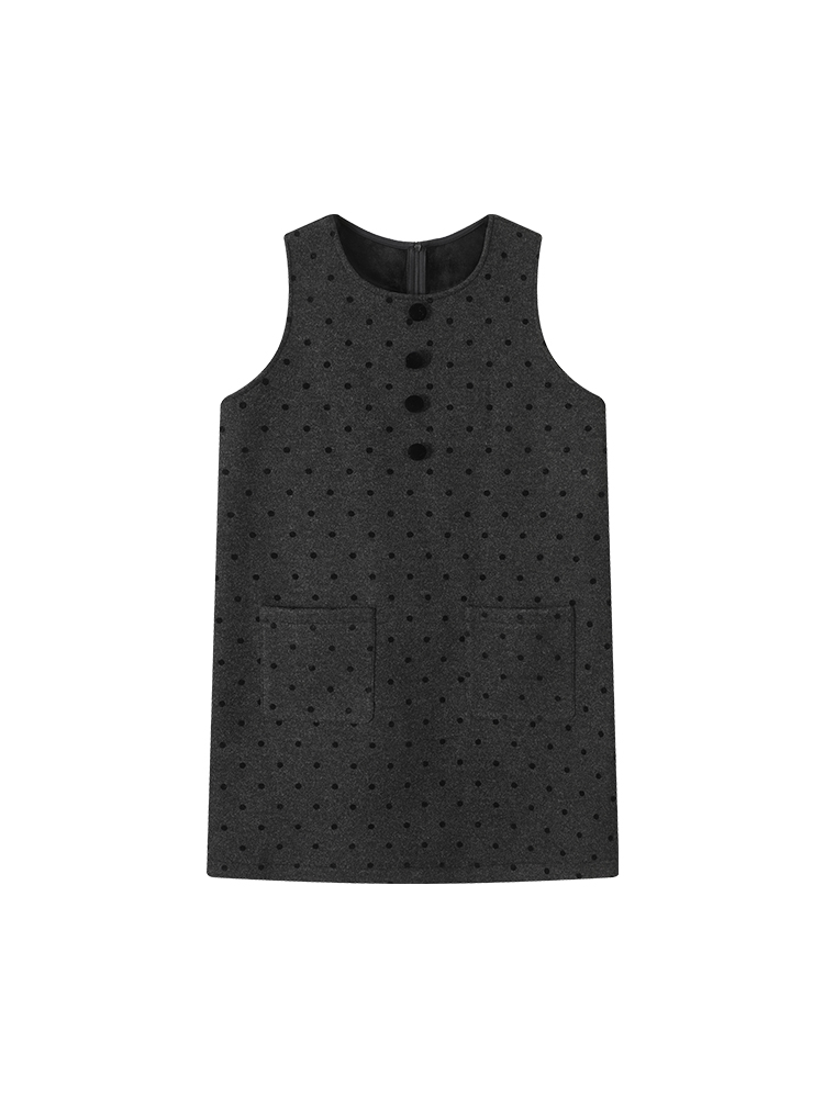 Thickened Black Polka Dot Suspender Dress for Women - Korean Style Long Loose Dress for Autumn & Winter Fashion Thickened Black Polka Dot Suspender Dress for Women - Korean Style Long Loose Dress for Autumn & Winter Fashion