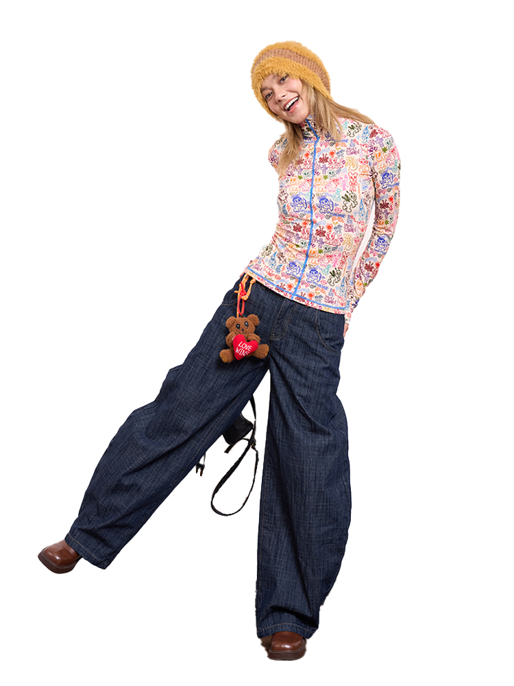 Tight Long Sleeve Knitted Base Layer with Original Rice Base Print - Unique Artist Design for 90s and Y2K Style Fashion Tight Long Sleeve Knitted Base Layer with Original Rice Base Print - Unique Artist Design for 90s and Y2K Style Fashion