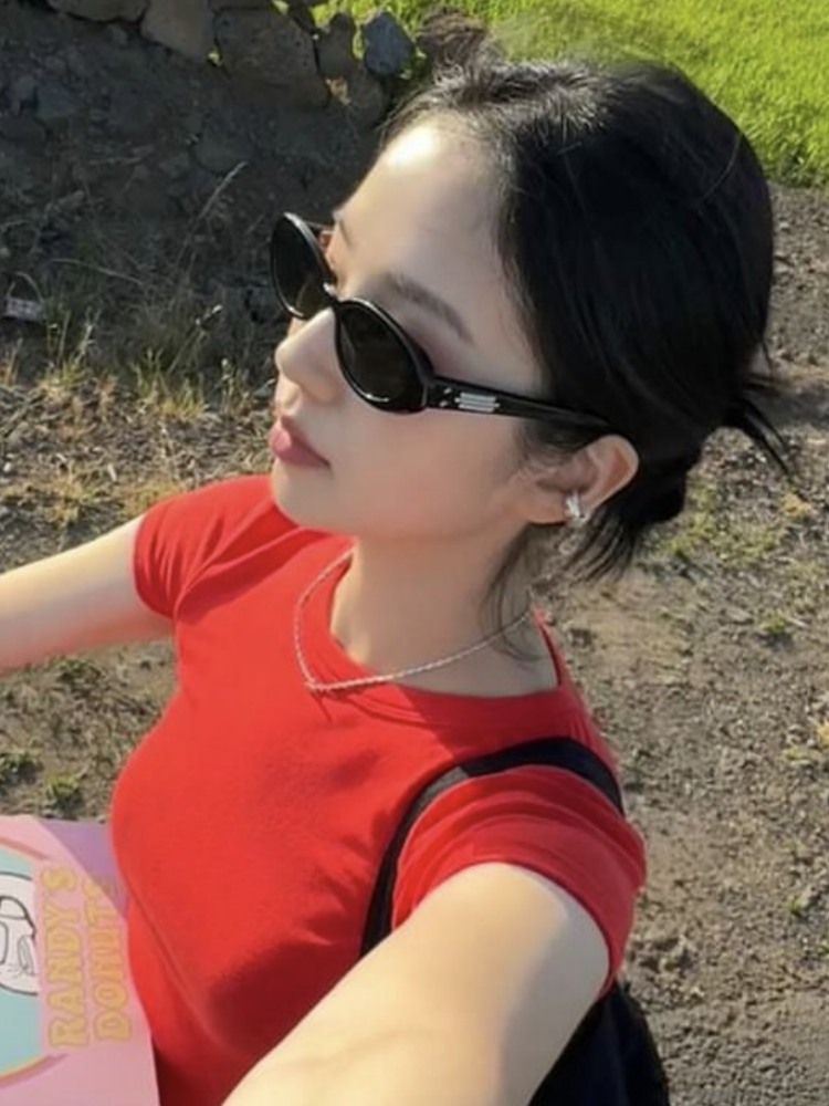 Trendy 2025 Oval Cat Eye Sunglasses for Women with Interchangeable Accessories, Stylish GM Sunglasses, Y2K Fashion Statement