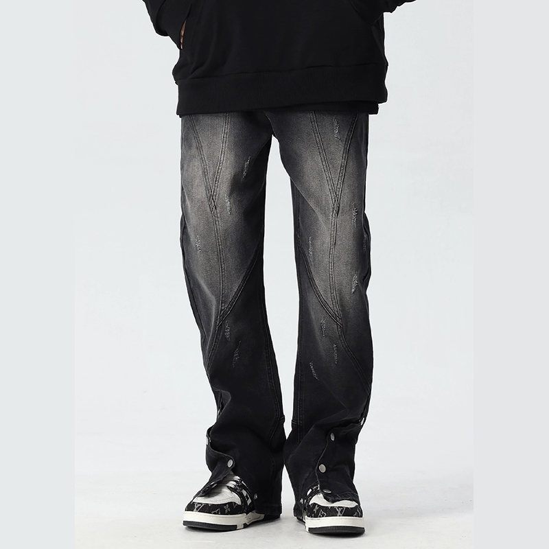 Trendy American High Street Flared Jeans for Men and Women - Loose Fit Button Pants, Y2K Style