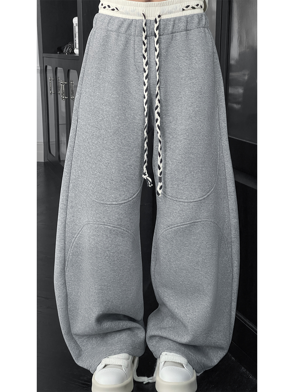 Trendy American Splicing Loose Curved Blade Casual Long Pants for Spring, Versatile Design for Effortless Style