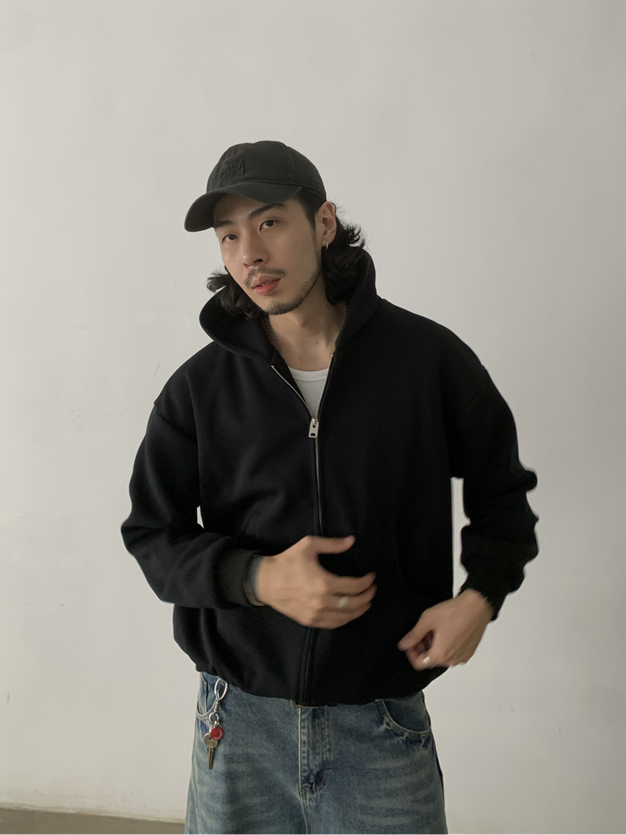 Trendy American-Style Loose Boxy Cropped Zip-Up Sweatshirt Jacket for Unisex - Airy Layer for Casual Style Trendy American-Style Loose Boxy Cropped Zip-Up Sweatshirt Jacket for Unisex - Airy Layer for Casual Style