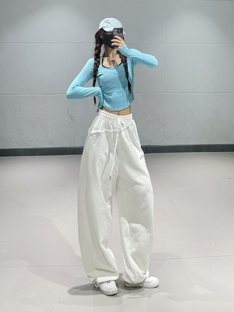 Trendy Blue Halter Off-Shoulder Slim Fit Long Sleeve Jazz Dance Crop Top for Women - Sexy Y2K Style
