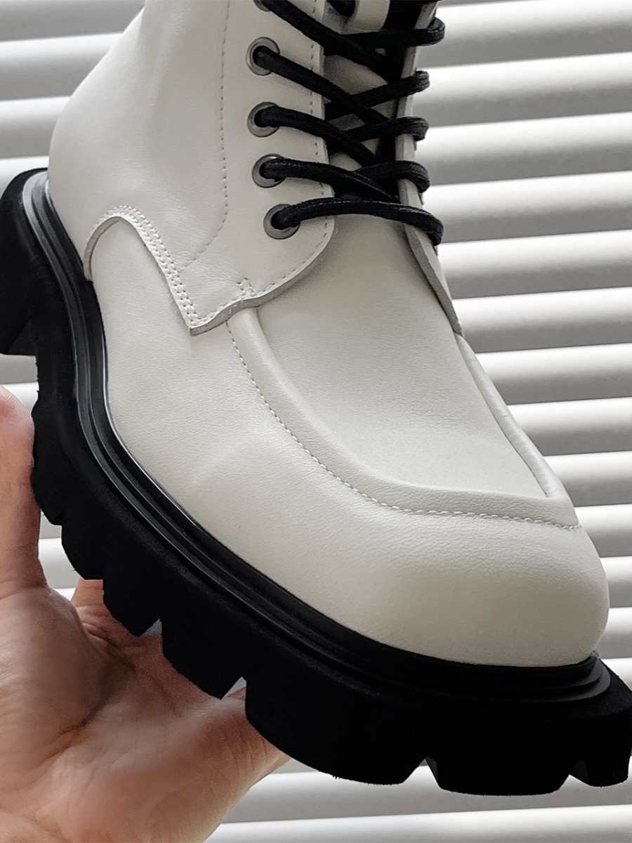 Trendy British Minimalist Thick-Soled Height-Increasing Square-Toe Leather Martin Boots for 2022 Fashion Trendy British Minimalist Thick-Soled Height-Increasing Square-Toe Leather Martin Boots for 2022 Fashion