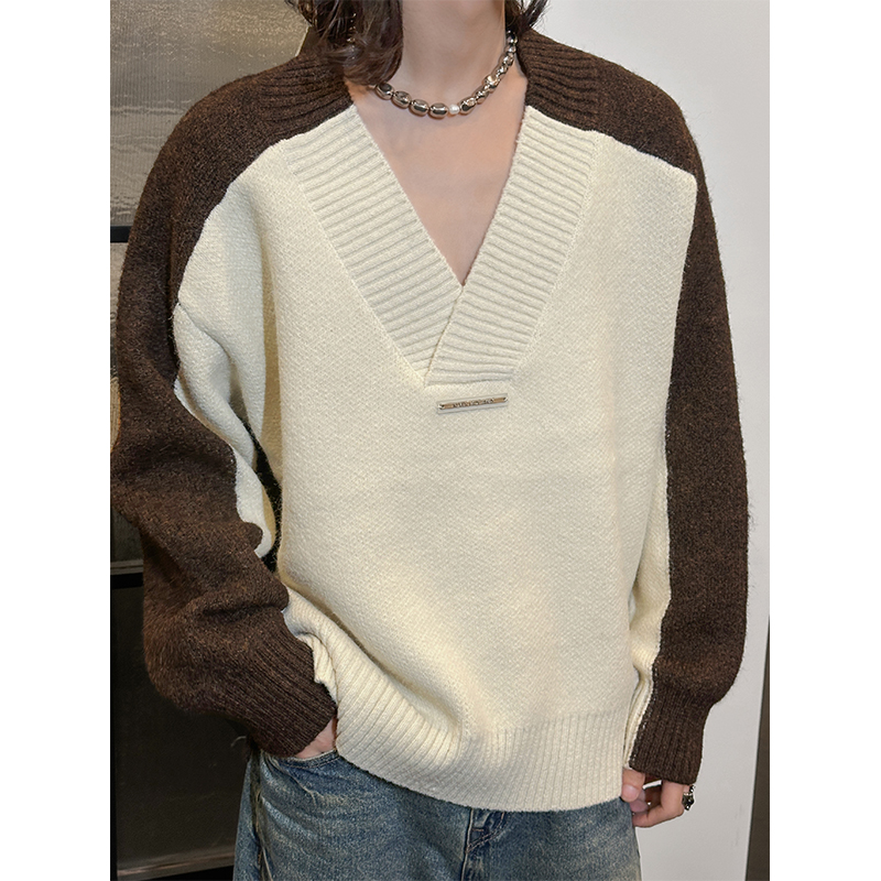 Trendy Casual Spliced Wool Blend Pullover Sweater for Autumn 2025 – Versatile Niche Design, Perfect for Fall Fashion Trendy Casual Spliced Wool Blend Pullover Sweater for Autumn 2025 – Versatile Niche Design, Perfect for Fall Fashion