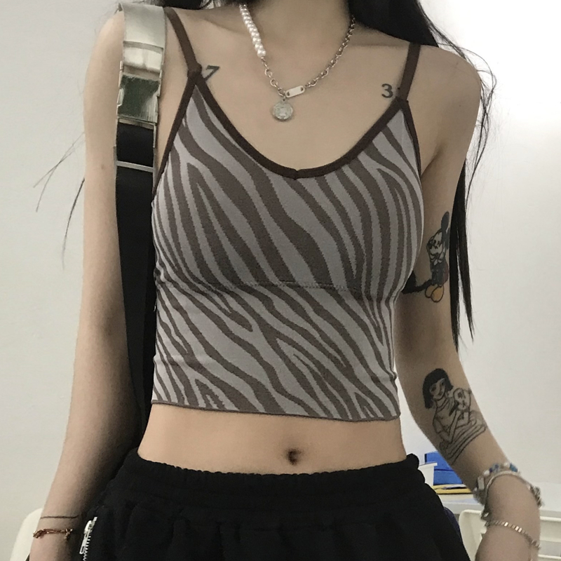 Trendy Dance Outfit with Padded Tank Top and Zebra Print Sports Bra for Jazz Dancing, Cool Girl Style Trendy Dance Outfit with Padded Tank Top and Zebra Print Sports Bra for Jazz Dancing, Cool Girl Style