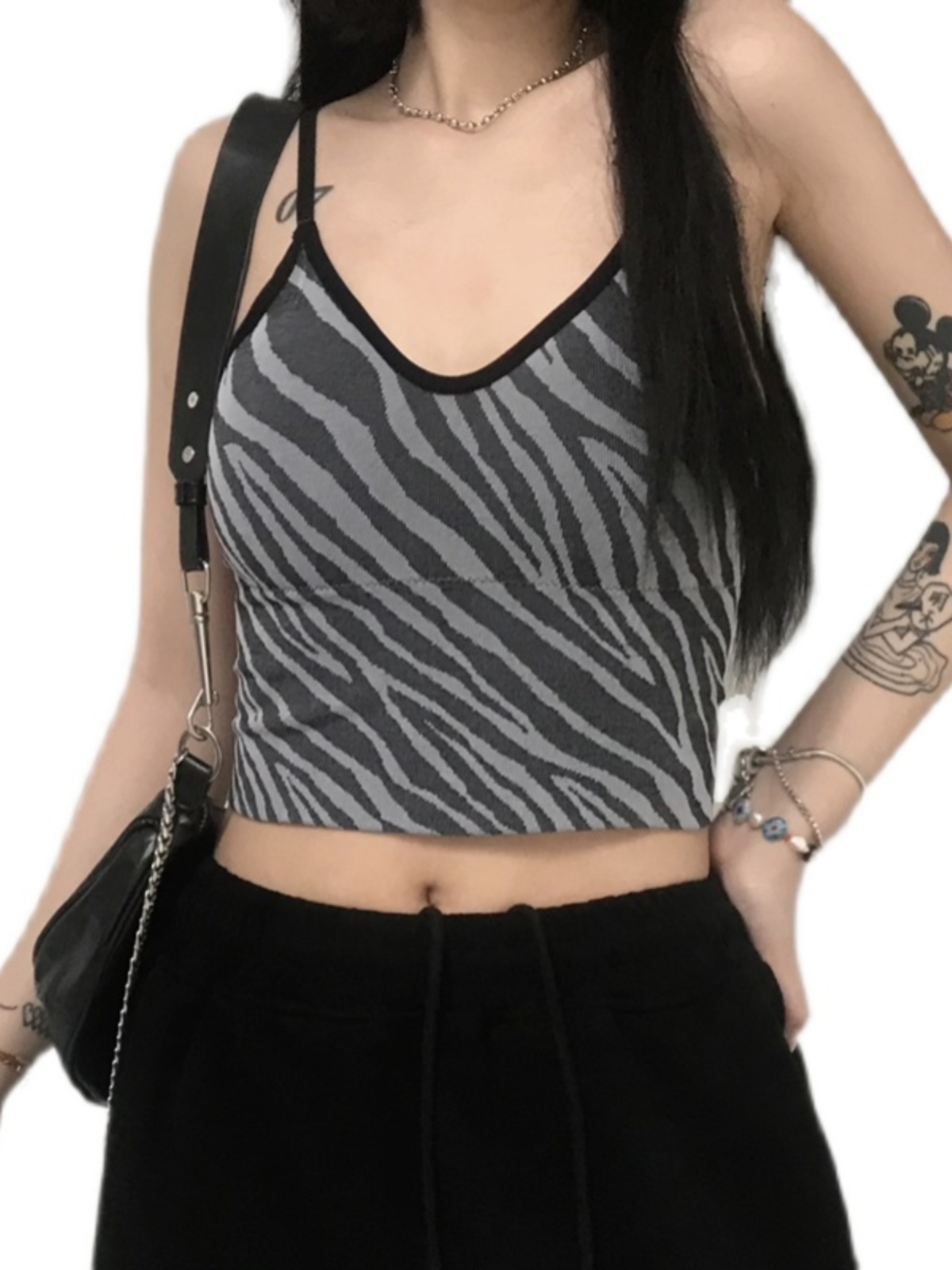 Trendy Dance Outfit with Padded Tank Top and Zebra Print Sports Bra for Jazz Dancing, Cool Girl Style Trendy Dance Outfit with Padded Tank Top and Zebra Print Sports Bra for Jazz Dancing, Cool Girl Style