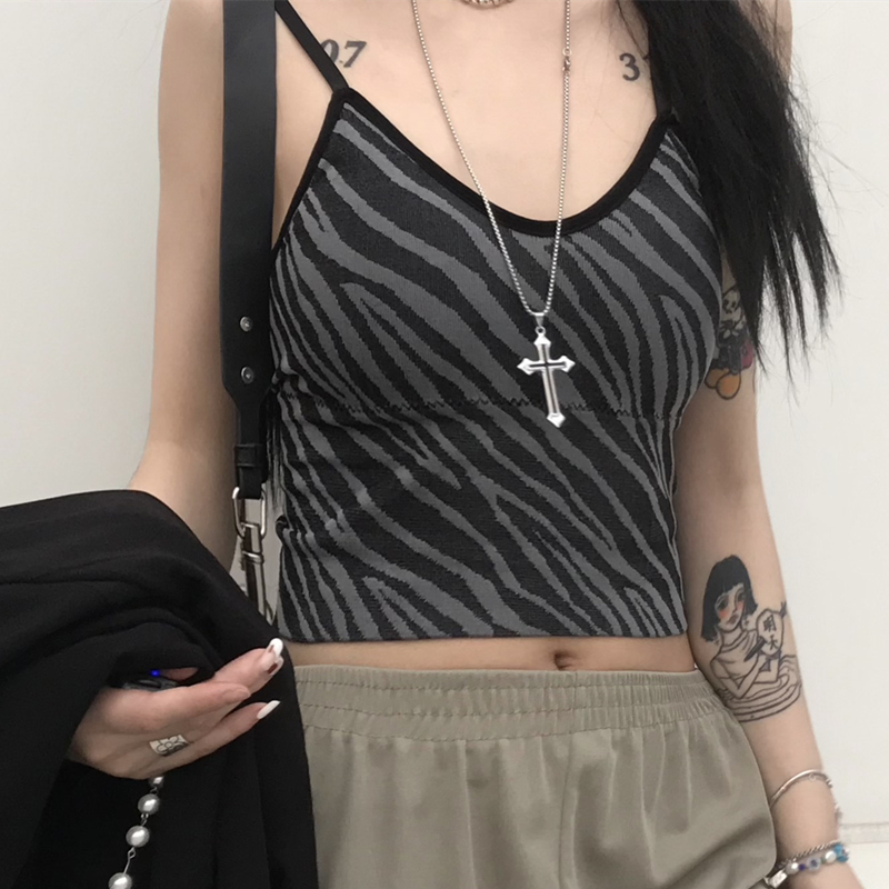 Trendy Dance Outfit with Padded Tank Top and Zebra Print Sports Bra for Jazz Dancing, Cool Girl Style