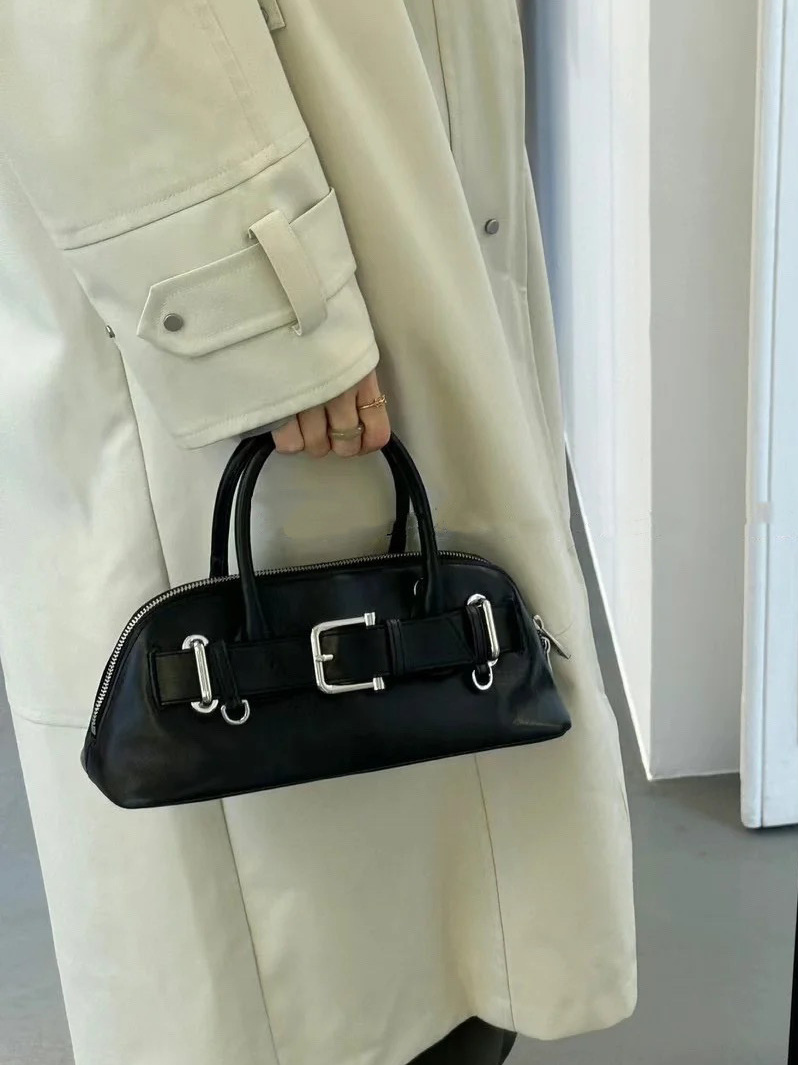 Trendy Half-Moon Belt Buckle Shell Crossbody Bag - Popular Korean Niche Design Small Fashion Handbag