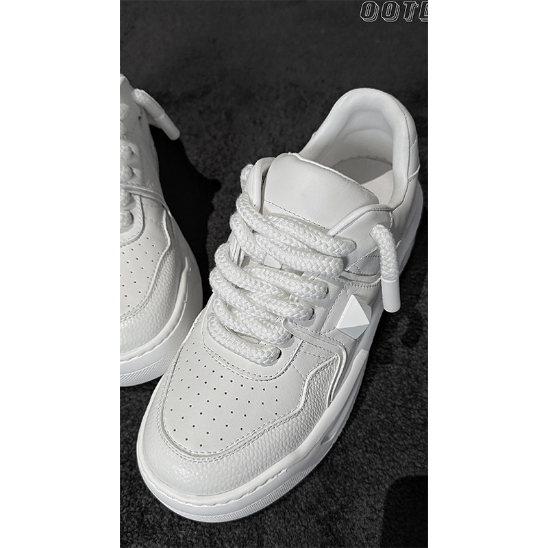 Trendy High-End Dragon Dadao White Leather Thick-Soled Sports Shoes for Summer Casual Wear