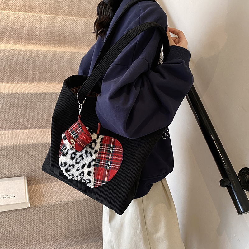 Trendy Korean Cartoon Tote Bag for Women - 2025 Large Capacity Corduroy Shopping Bag, Casual Style Trendy Korean Cartoon Tote Bag for Women - 2025 Large Capacity Corduroy Shopping Bag, Casual Style