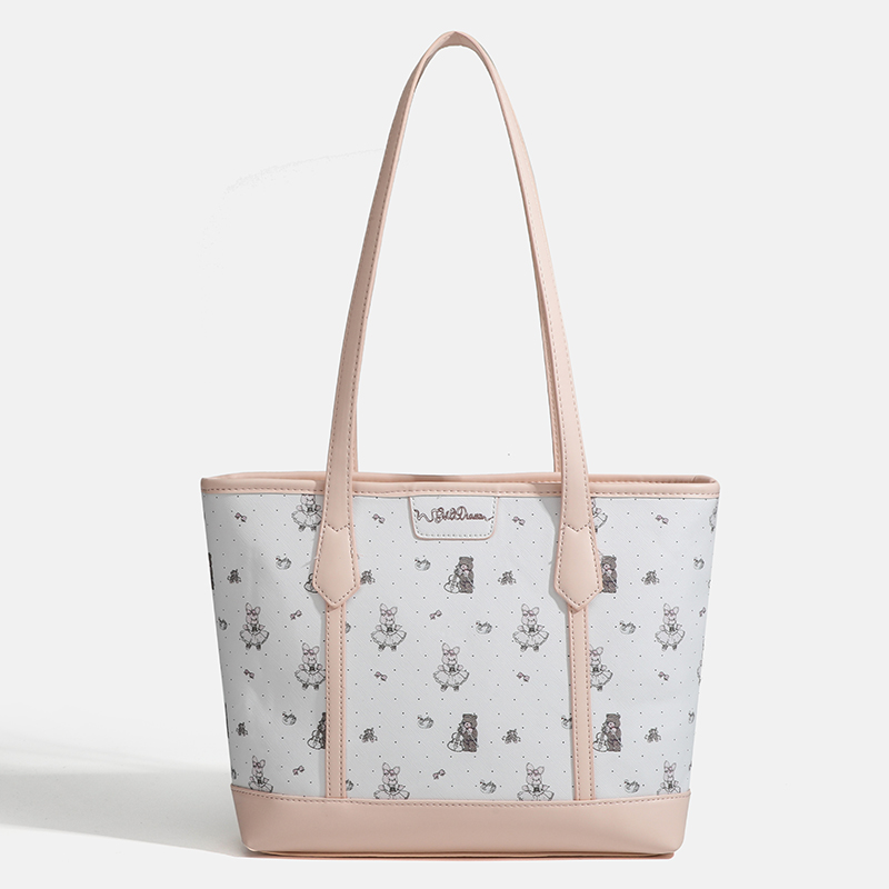 Trendy Large-Capacity Tote Bag for Women with Cartoon Print - 2025 New Style Commuting Shoulder Handbag