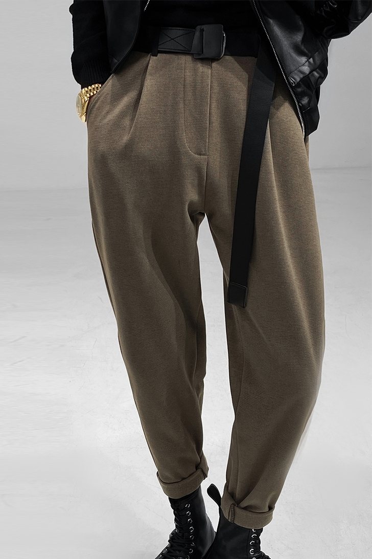 Trendy Loose Tapered Casual Pants with Built-In Belt - Versatile Dragon Dadao Style for Effortless Fashion