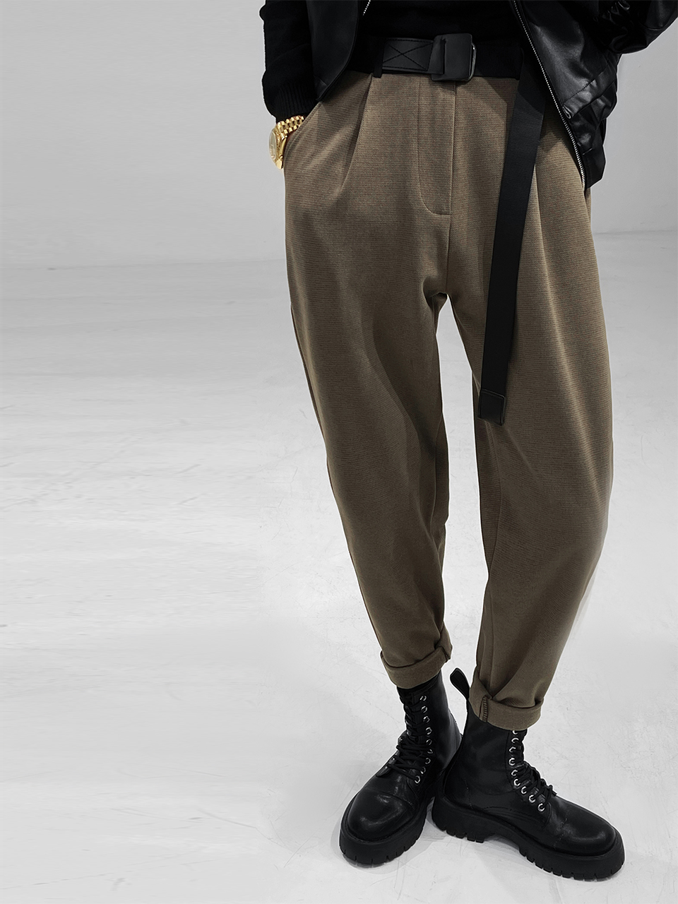 Trendy Loose Tapered Casual Pants with Built-In Belt - Versatile Dragon Dadao Style for Effortless Fashion