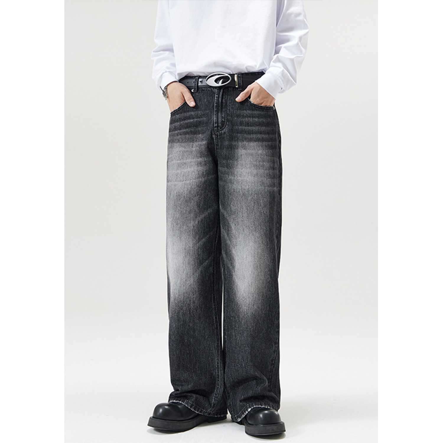 Trendy Loose Wide-Leg Straight Leg Jeans for Men - A-Type Casual Floor-Length Pants, High Street Fashion, 90s Style Trendy Loose Wide-Leg Straight Leg Jeans for Men - A-Type Casual Floor-Length Pants, High Street Fashion, 90s Style