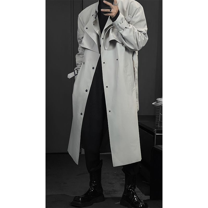 Trendy Minimalist Long Windbreaker Coat for Autumn - Versatile Loose Fit Commuter Outerwear