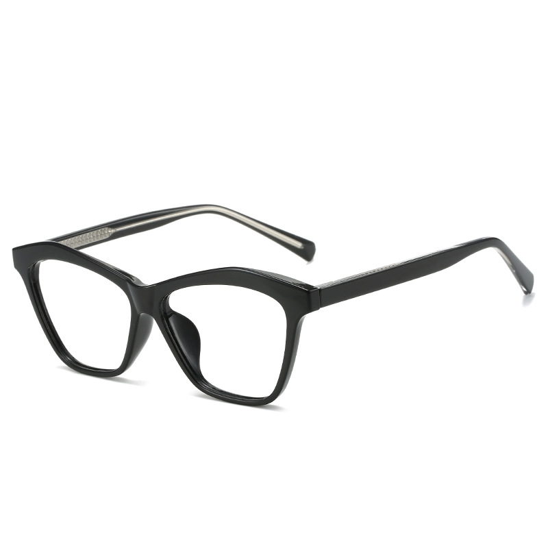 Trendy Retro Cat-Eye Glasses for Women - Multi-Faceted Black Frame, Ideal for Myopia, Flattering for Round & Square Faces