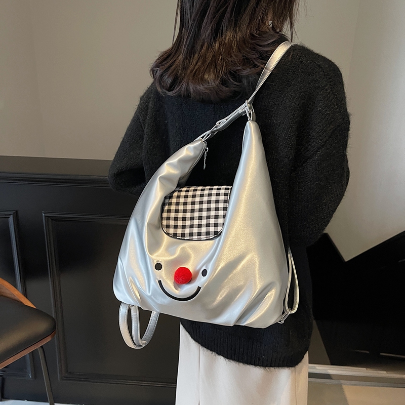 Trendy Smiley Face Backpack for Women - Casual Large Capacity Tote Bag for College Students - 2025 INS Style Trendy Smiley Face Backpack for Women - Casual Large Capacity Tote Bag for College Students - 2025 INS Style