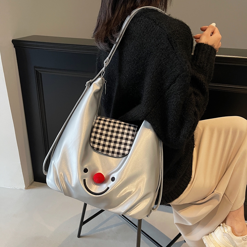 Trendy Smiley Face Backpack for Women - Casual Large Capacity Tote Bag for College Students - 2025 INS Style Trendy Smiley Face Backpack for Women - Casual Large Capacity Tote Bag for College Students - 2025 INS Style