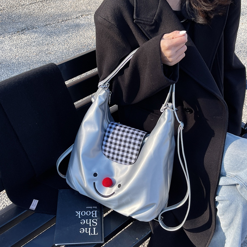 Trendy Smiley Face Backpack for Women - Casual Large Capacity Tote Bag for College Students - 2025 INS Style Trendy Smiley Face Backpack for Women - Casual Large Capacity Tote Bag for College Students - 2025 INS Style