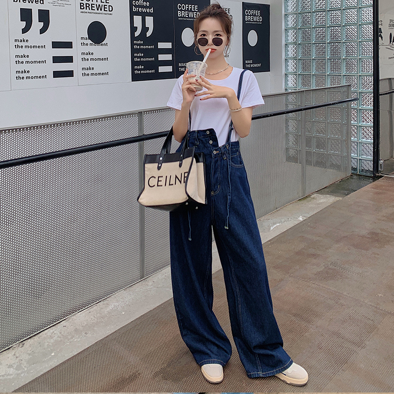 Trendy Summer Wide-Leg Denim Overalls for Women, Youthful Casual Jumpsuit Set, Stylish and Lightweight Fashion