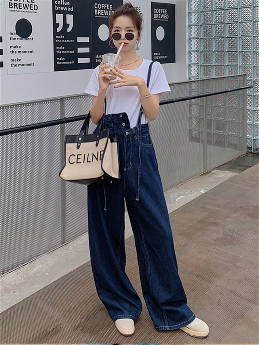 Trendy Summer Wide-Leg Denim Overalls for Women, Youthful Casual Jumpsuit Set, Stylish and Lightweight Fashion