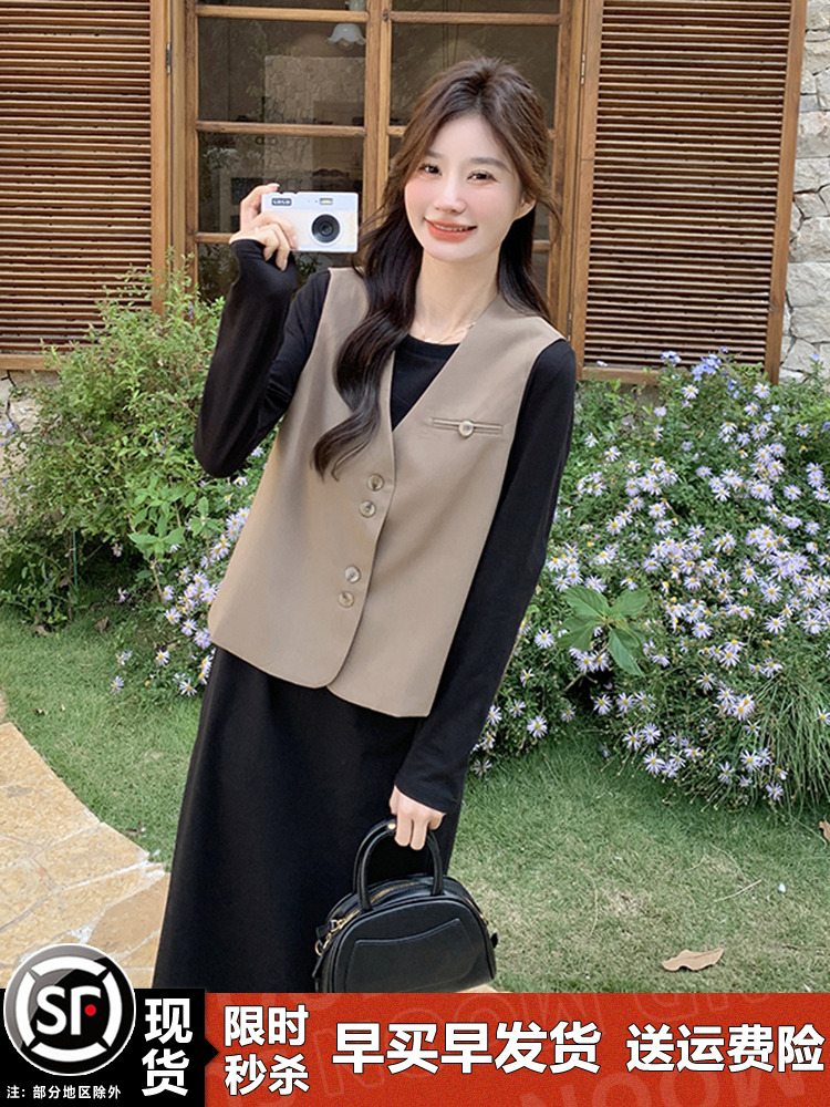Trendy Two-Piece Vest Suit Dress Set for Women - Early Spring 2025 Style, Chic and Fashionable Outfit Trendy Two-Piece Vest Suit Dress Set for Women - Early Spring 2025 Style, Chic and Fashionable Outfit