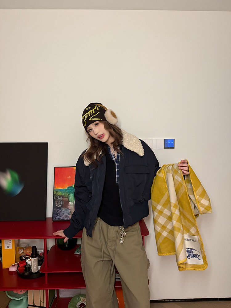 Trendy Winter American Style Lamb Wool Lapel Short Cotton Jacket for Couples - Warm Thick Cotton Coat for Cold Weather