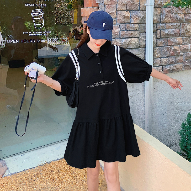 Trendy Women's Casual Polo Dress - Summer 2025 Loose Fit College Style T-Shirt Dress for Leisure Sports and Everyday Wear