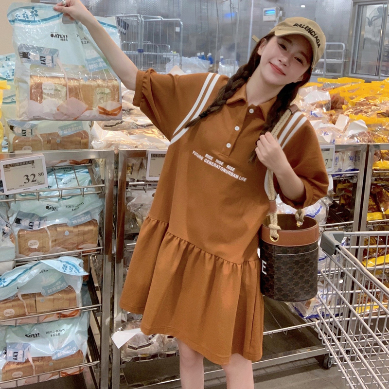 Trendy Women's Casual Polo Dress - Summer 2025 Loose Fit College Style T-Shirt Dress for Leisure Sports and Everyday Wear Trendy Women's Casual Polo Dress - Summer 2025 Loose Fit College Style T-Shirt Dress for Leisure Sports and Everyday Wear